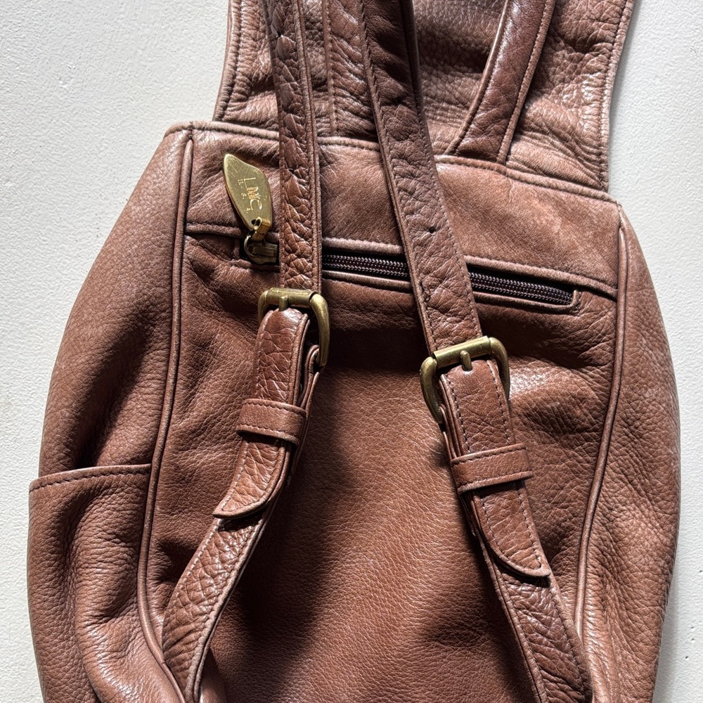 Libarie Chic Brown Leather Backpack - image 6